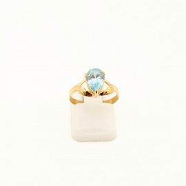 ANILLO SOLITARIO CUBIC GOTA GRIFAS /O.ROJO